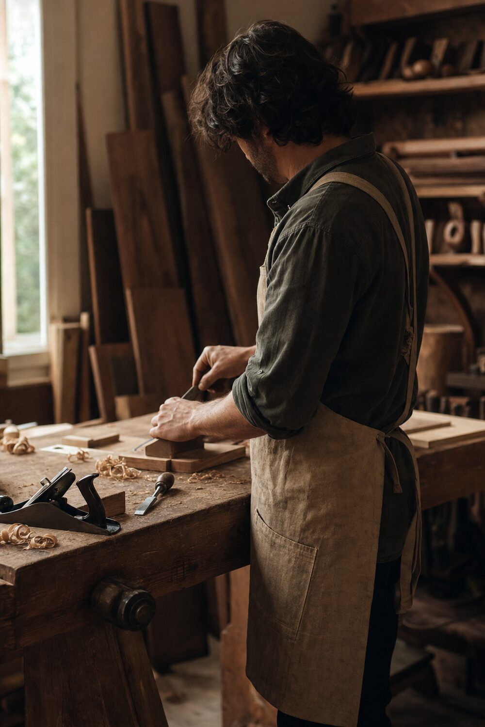 A Carpenova carpenter at work in the studio