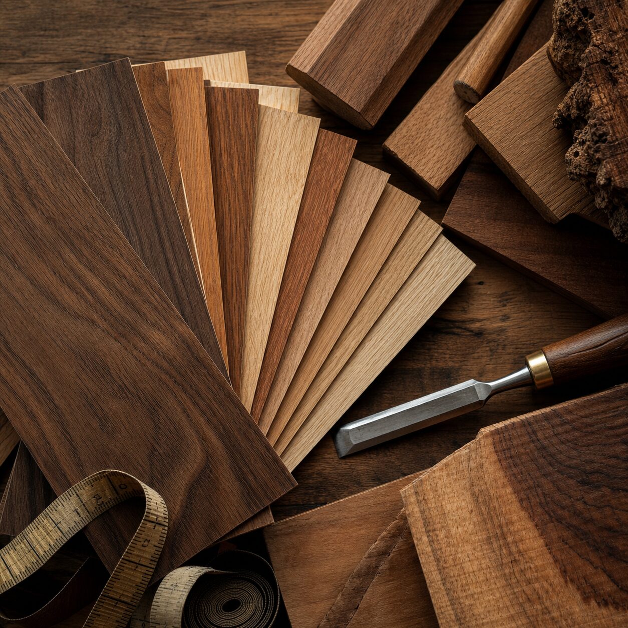 Hand-selected wood veneers and timber offcuts